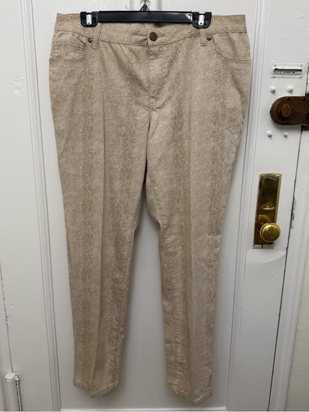 Avenue Denim Animal Print Pants Jeans Beige & White Size 16